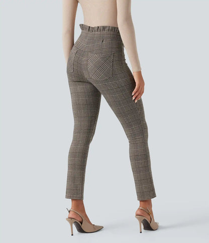 Halara Flex™ Paper Bag High Waisted Tie Houndstooth Plaid Work Skinny Pants with Pockets