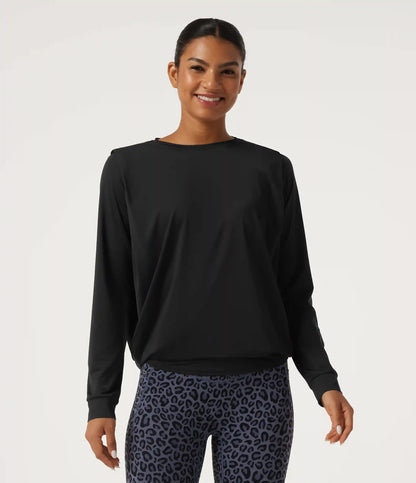 Round Neck InstantCool Quick Dry Long Sleeve Boxy Yoga Sports Top