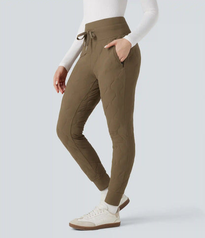 PuffFlex High Waisted Drawstring Casual Quilted Joggers with Pockets