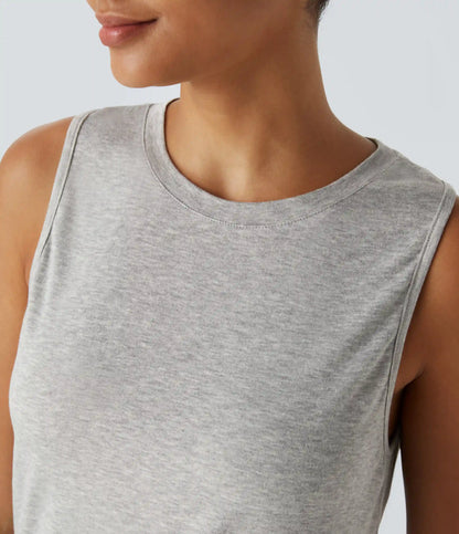 Ribbed Round Neck Basic Casual Tank Top