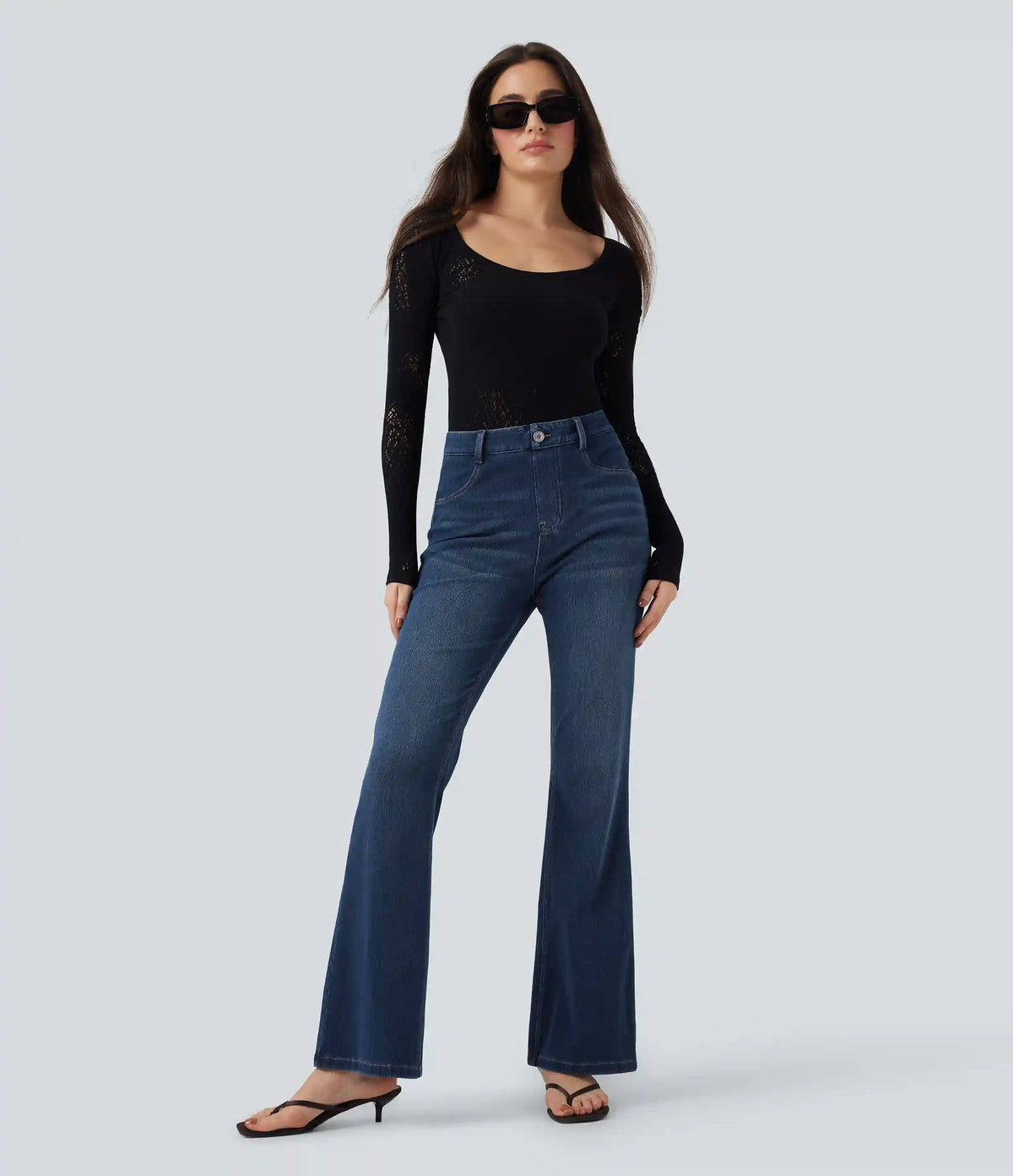 Halara Flex™ High Waisted Tummy Control Butt Lifting Denim Casual Bootcut Leggings with Pockets