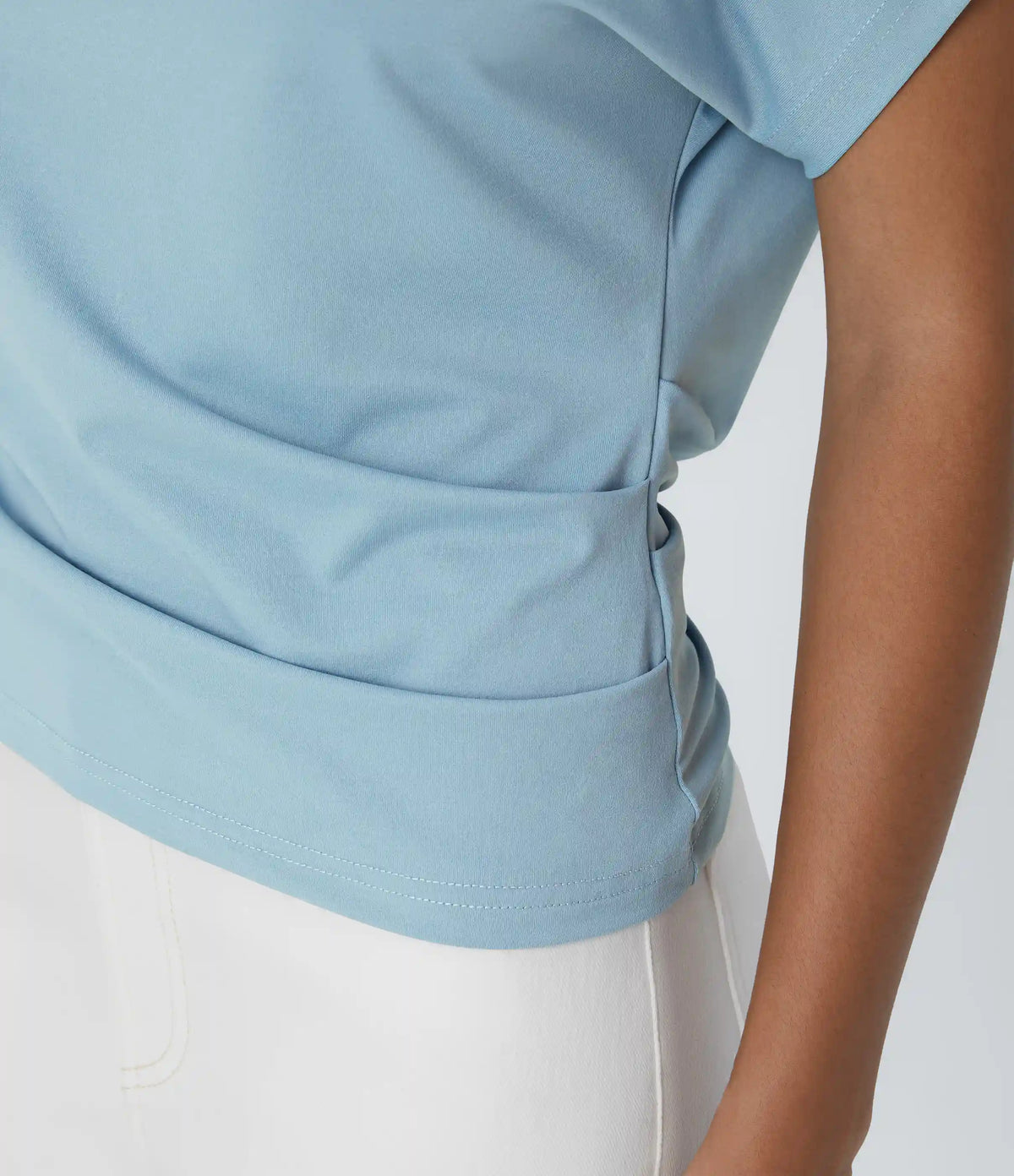 Off Shoulder Short Sleeve Ruched Casual Top