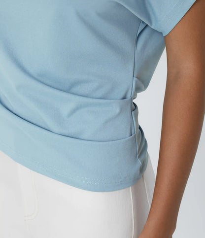 Off Shoulder Short Sleeve Ruched Casual Top