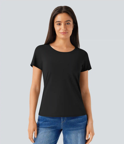 Round Neck Short Sleeve Basic Work Top