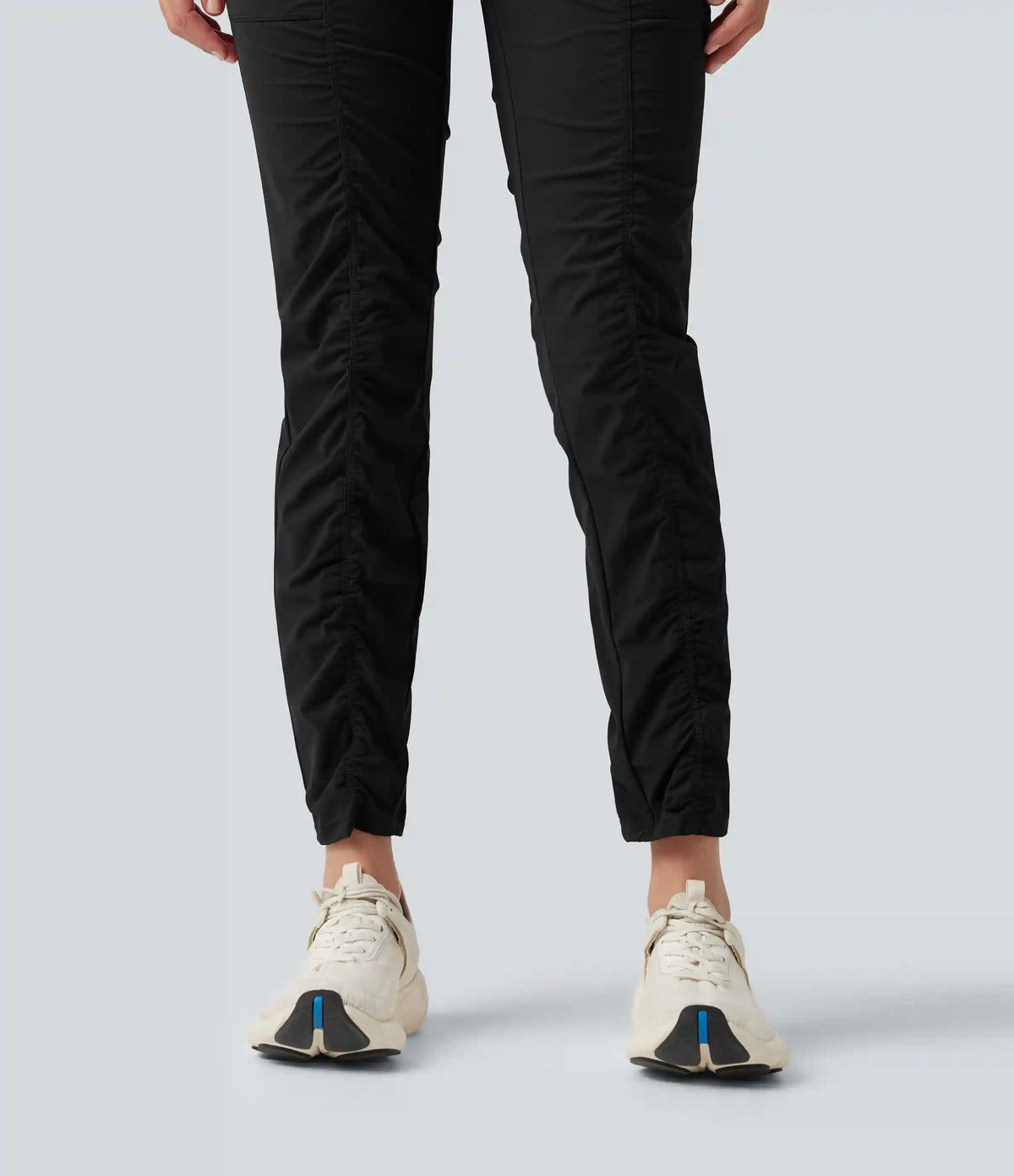 High-waisted Ruched Quick Dry Running Slim Pants with Pockets