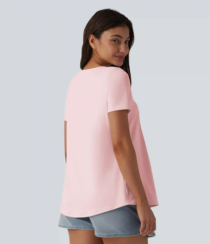Square Neck Short Sleeve Casual Blouse