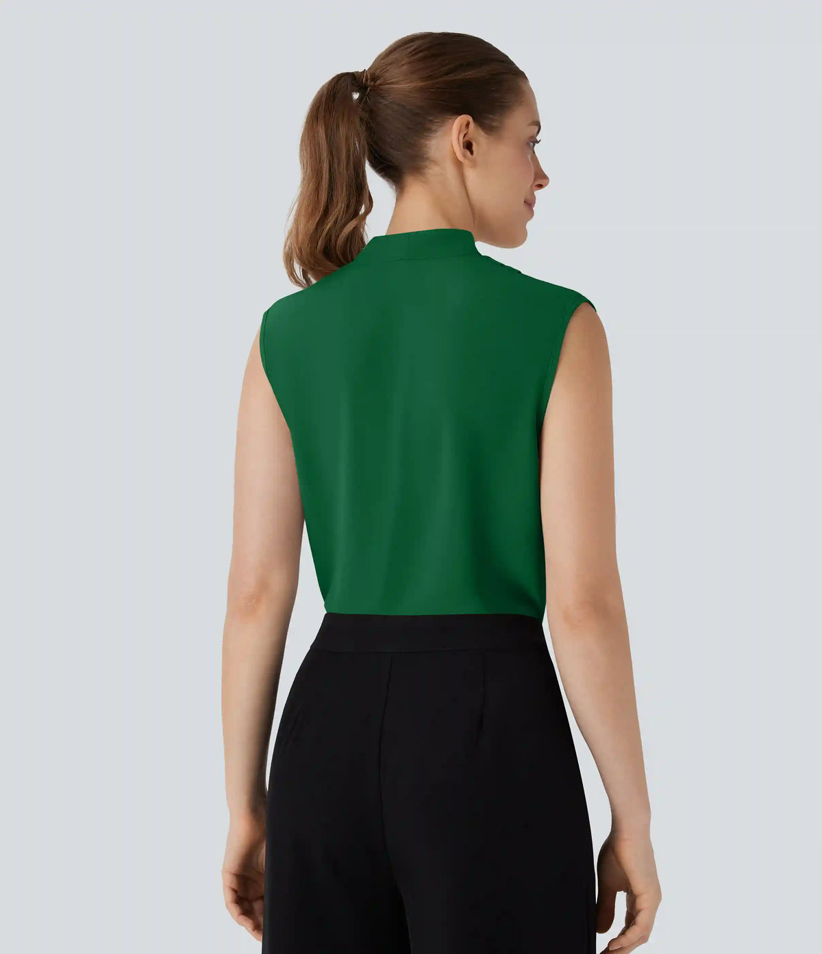 V Neck Sleeveless Work Blouse