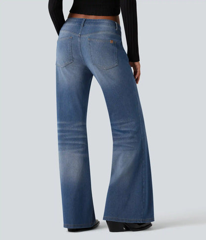 Halara Flex™ Low Rise Flare Washed Casual Jeans with Pockets