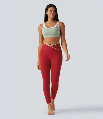 Halara UltraSculpt™ High Waisted Crossover Color Block Yoga Leggings with Pockets