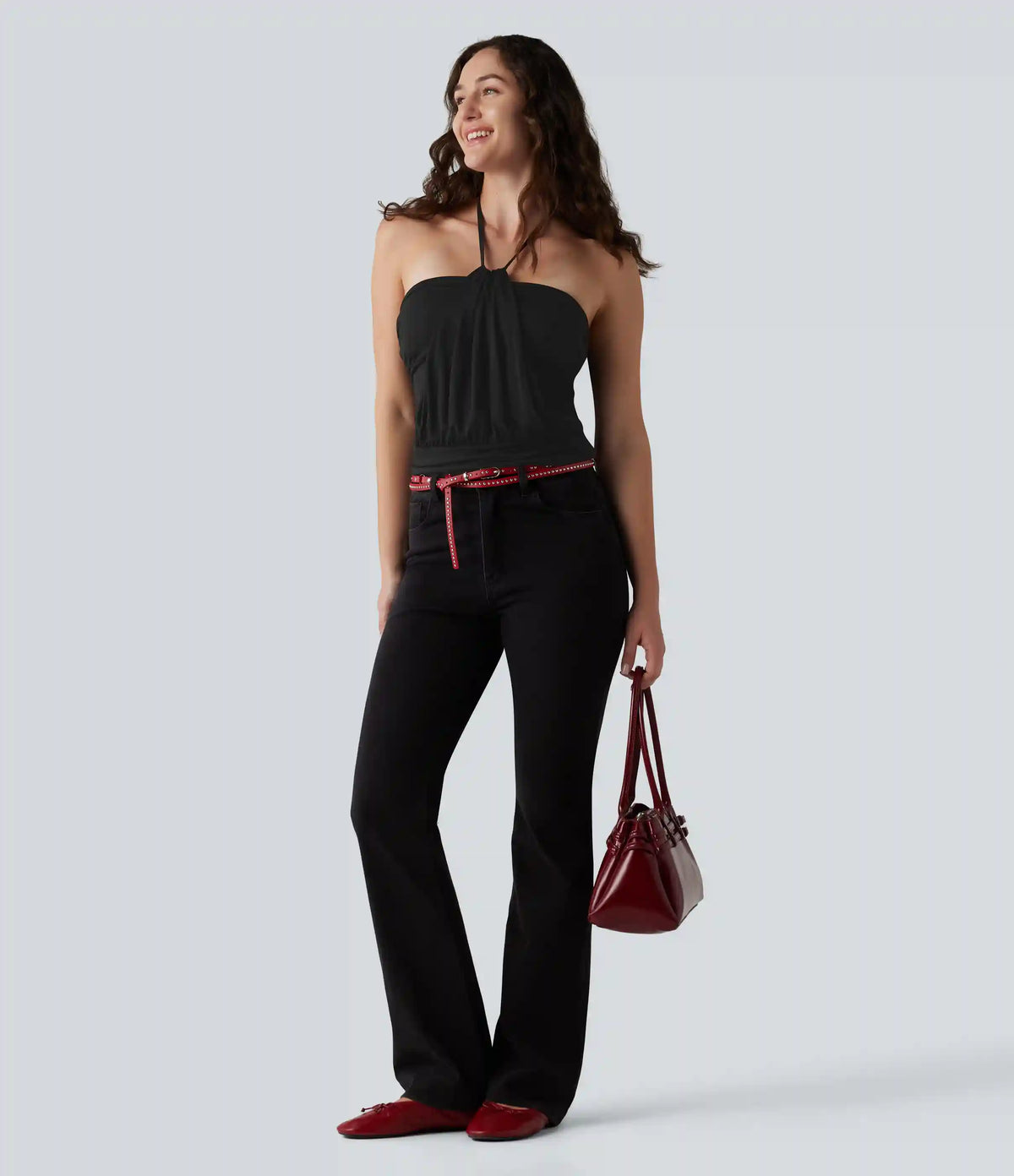 Halter Tie Back Built-in Bra Casual Tank Top