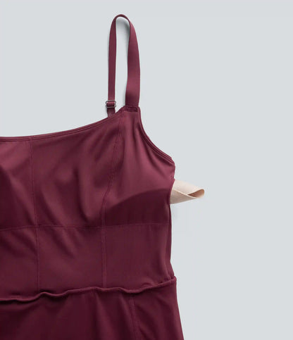 Breezeful™ Pleated Adjustable Buckle 2-in-1 Micro Mini Quick Dry Casual Slip Dress with Pocket-Easy Peezy