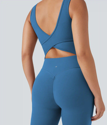 Halara UltraSculpt™ V Neck Tummy Control Butt Lifting Workout Jumpsuit with Pockets