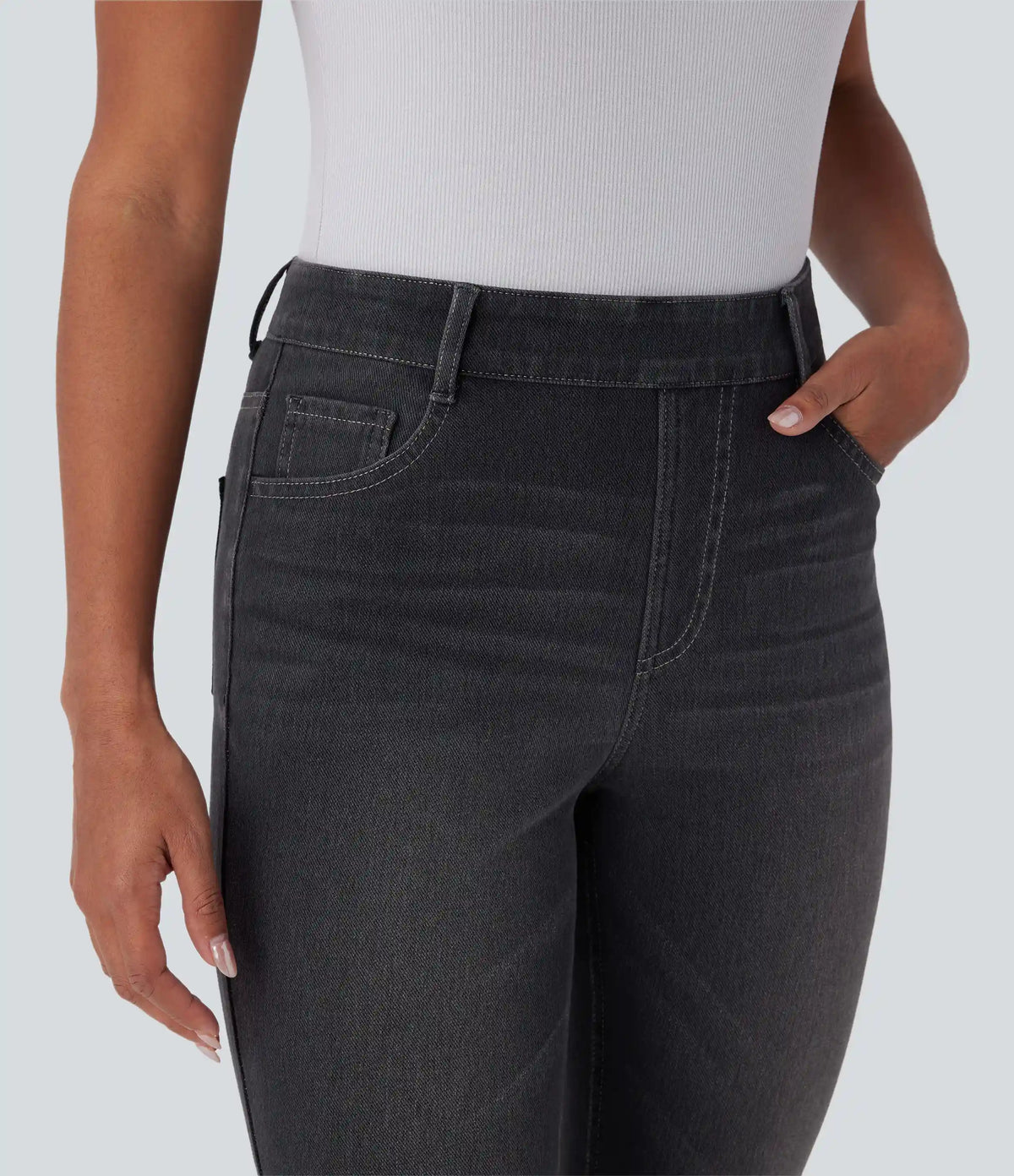 Halara Flex™ High Waisted Pockets Washed Casual Bootcut Jeans