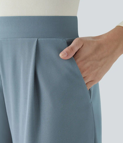 Halara Flex™ High Waisted Body Sculpt Waist-Slimming Pocket Wide Leg Micro Waffle Work Pants