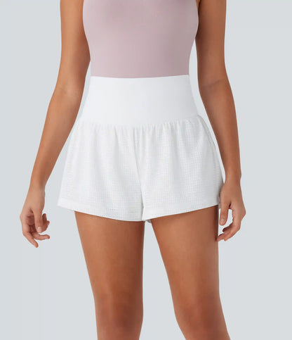 Super High Waisted Tummy Control Perforated 2-in-1 Yoga Shorts