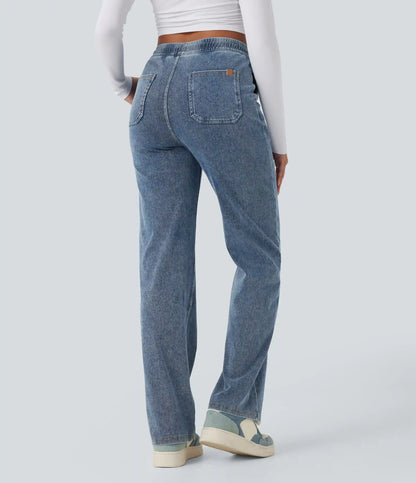 Halara Flex™ Mid Rise Drawstring Straight Leg Casual Sweatpants Jeans with Pockets