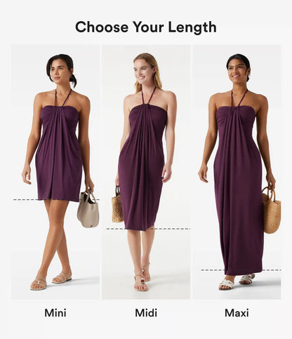 Halter Tie Back Midi Dress with Pockets