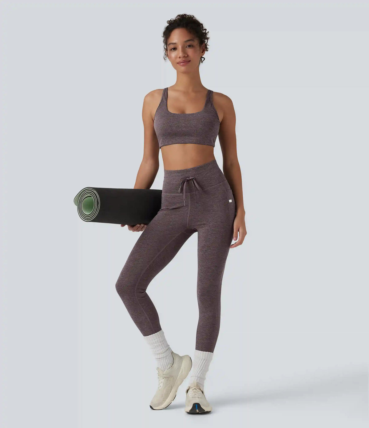 Halara UltraSculpt™ Heathered High Waisted Drawstring Quick Dry Yoga 7/8 Leggings with Pockets