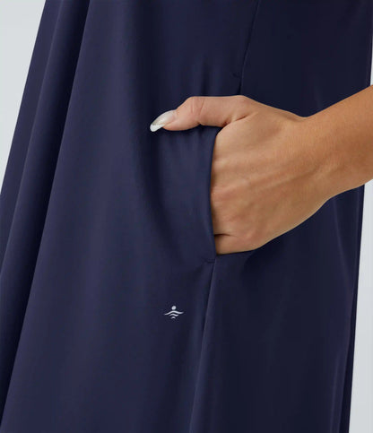 Breezeful™ RacerPocket High Low Flowy Midi Quick Dry Casual Dress