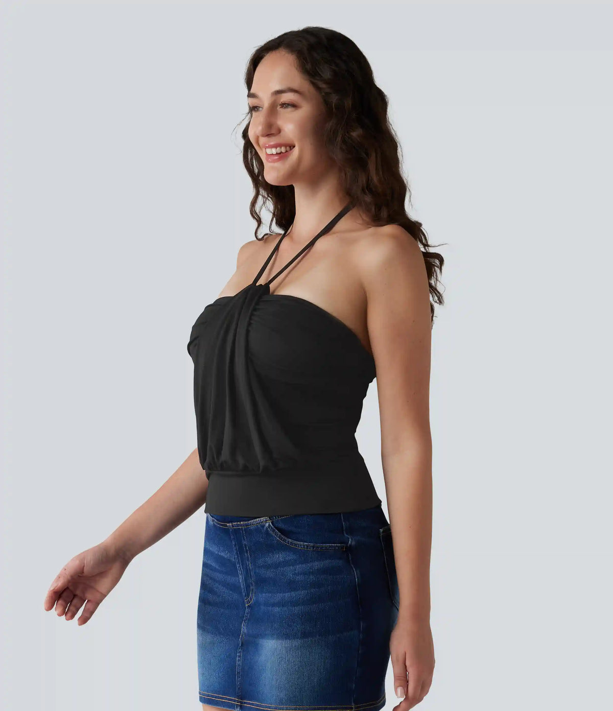 Halter Tie Back Built-in Bra Casual Tank Top
