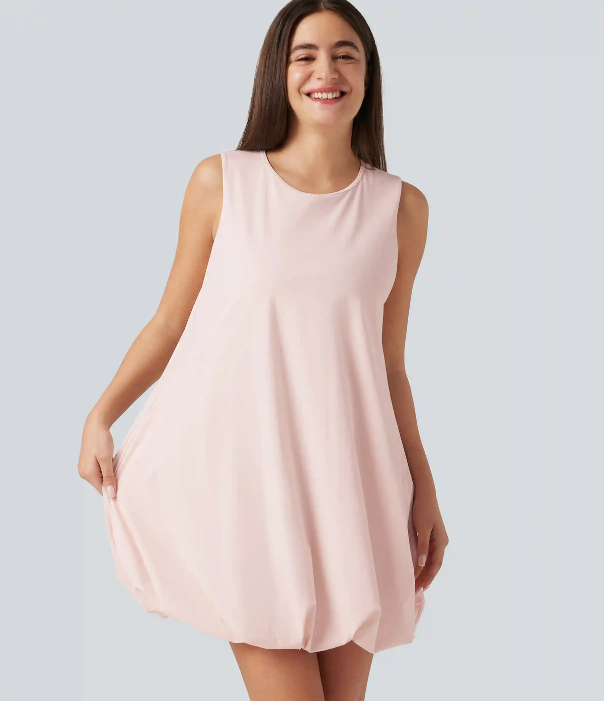 Round Neck Sleeveless Mini Dance Active Bubble Dress with Pockets