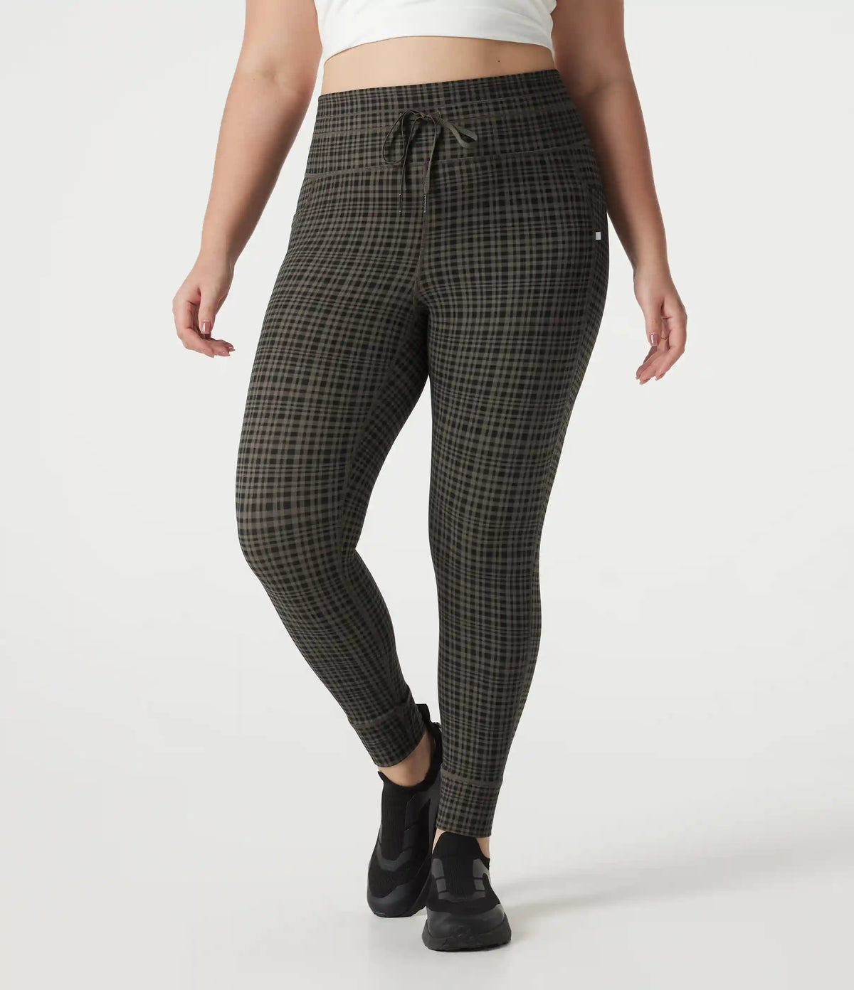 Plus Size Halara UltraSculpt™ Check Plaid Print High Waisted Drawstring Yoga Leggings with Pockets
