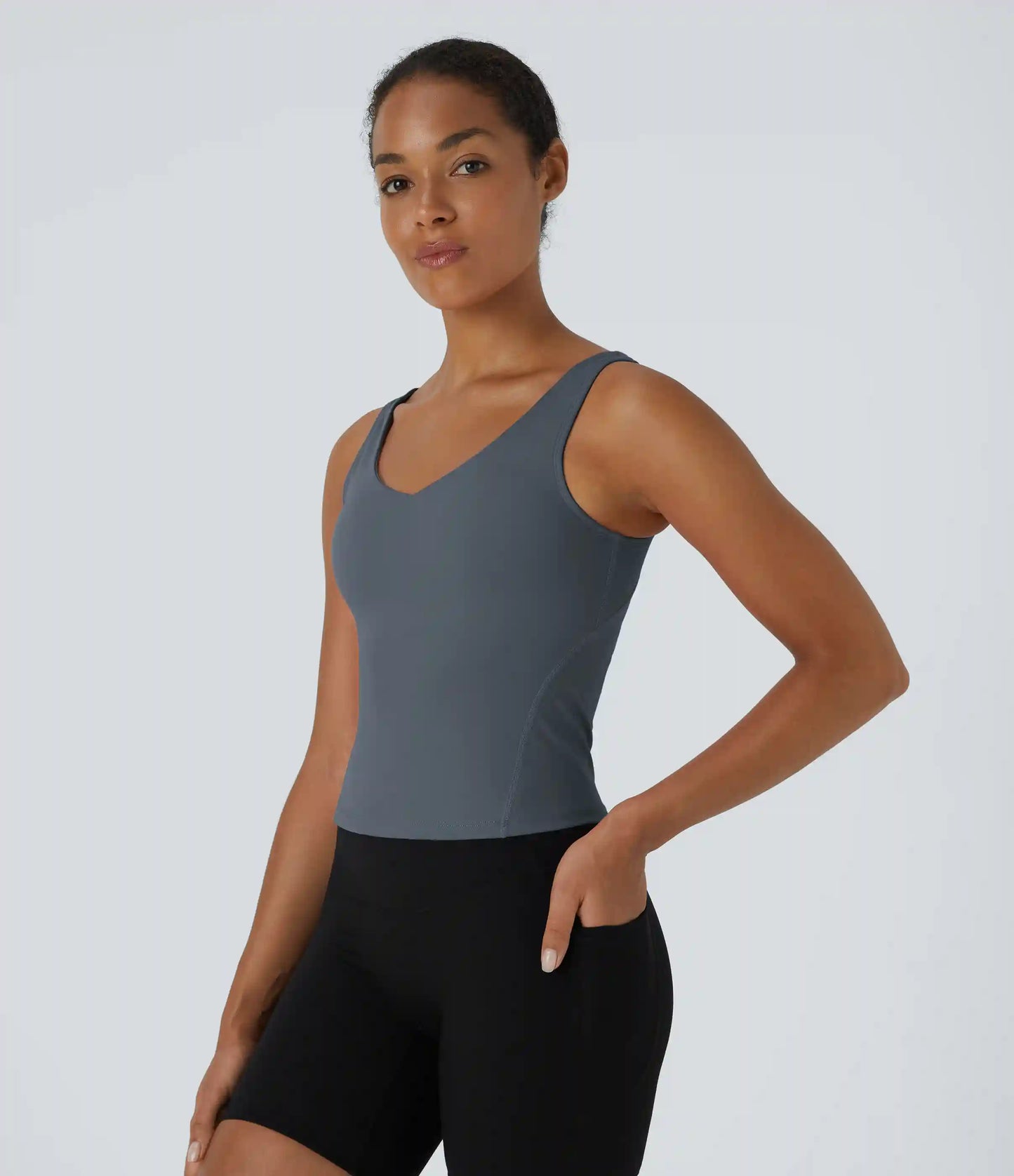 SoftlyZero™ Plush Padded V Neck Plain Tank Top