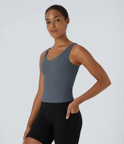 SoftlyZero™ Plush Padded V Neck Plain Tank Top