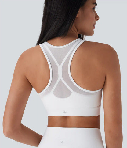 SpeedWave™ Medium Support Racerback Contrast Mesh Quick Dry Training Sports Bra A-D Cups