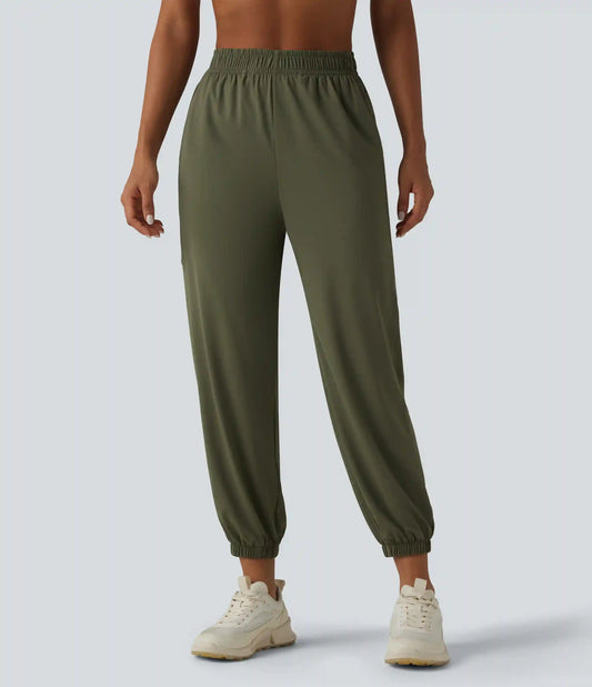 High Waisted Contrast Mesh InstantCool Workout Joggers with Pockets-UPF50+