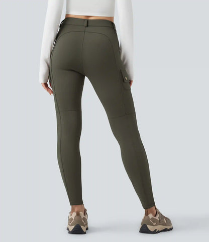 High Waisted Skinny Fleece Hiking Cargo Pants with Pockets