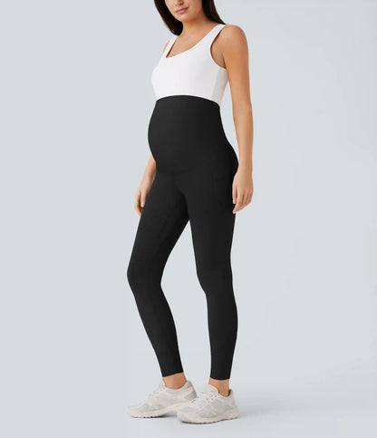 SoftlyZero™ Super High Waisted Back Crossover Pocket 7/8 Yoga Maternity Leggings