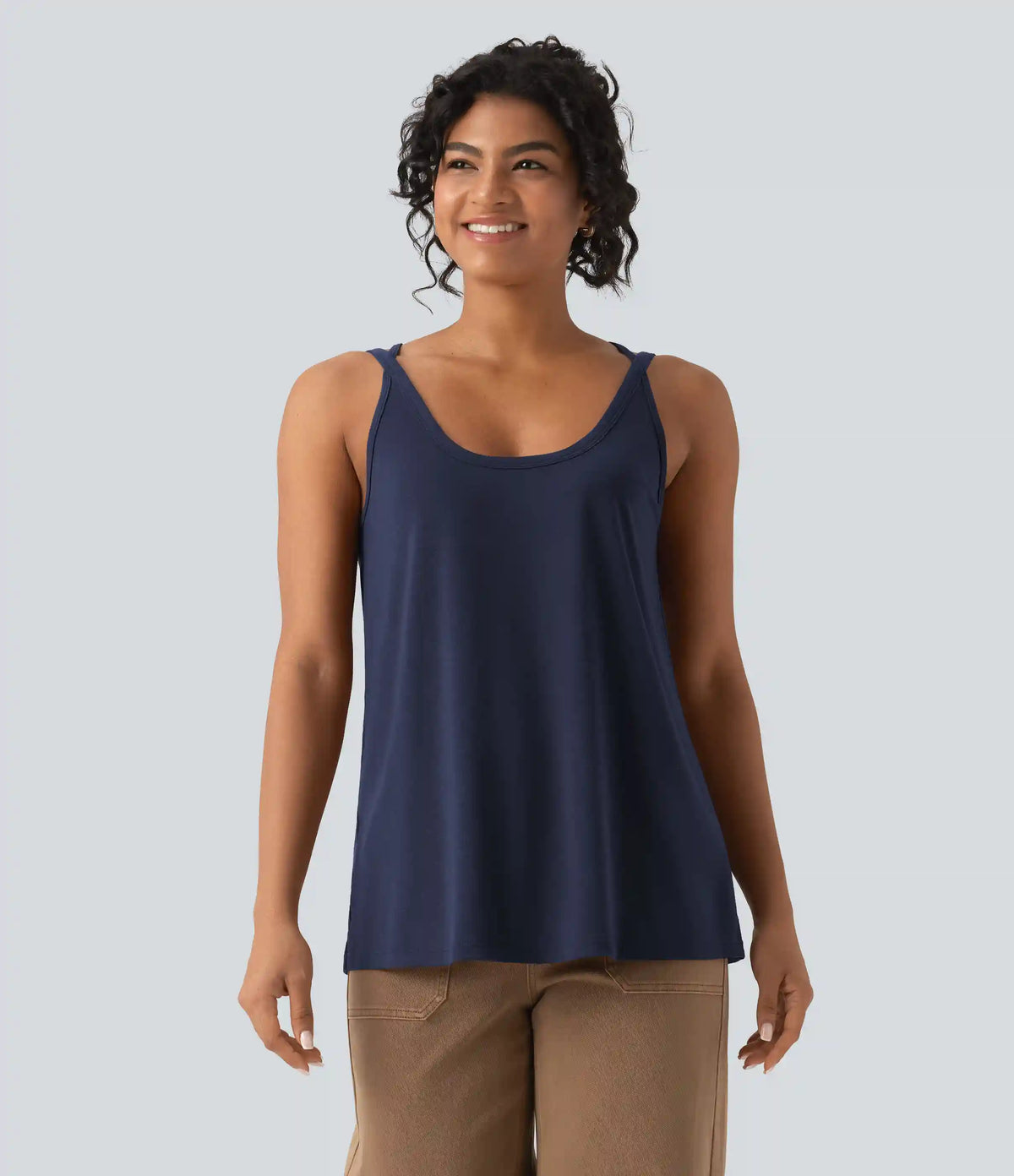 U Neck Relaxed Casual Tank Top