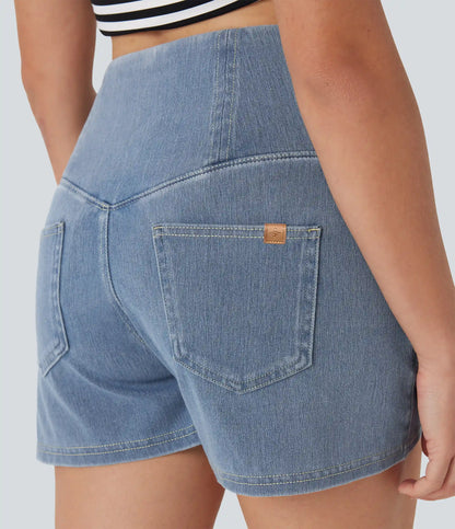 Halara Flex™ High Waisted Tummy Control Denim Casual Shorts 3'' with Pockets
