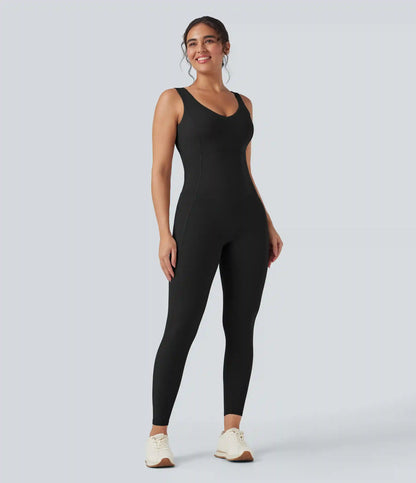 Halara UltraSculpt™ V Neck Tummy Control Butt Lifting Workout Jumpsuit with Pockets