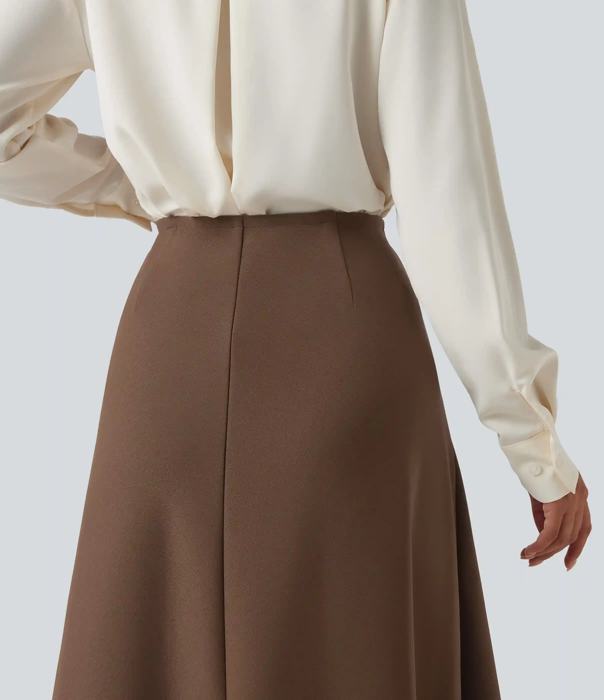 High Waisted A-Line Midi Work Skirt