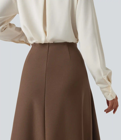 High Waisted A-Line Midi Work Skirt