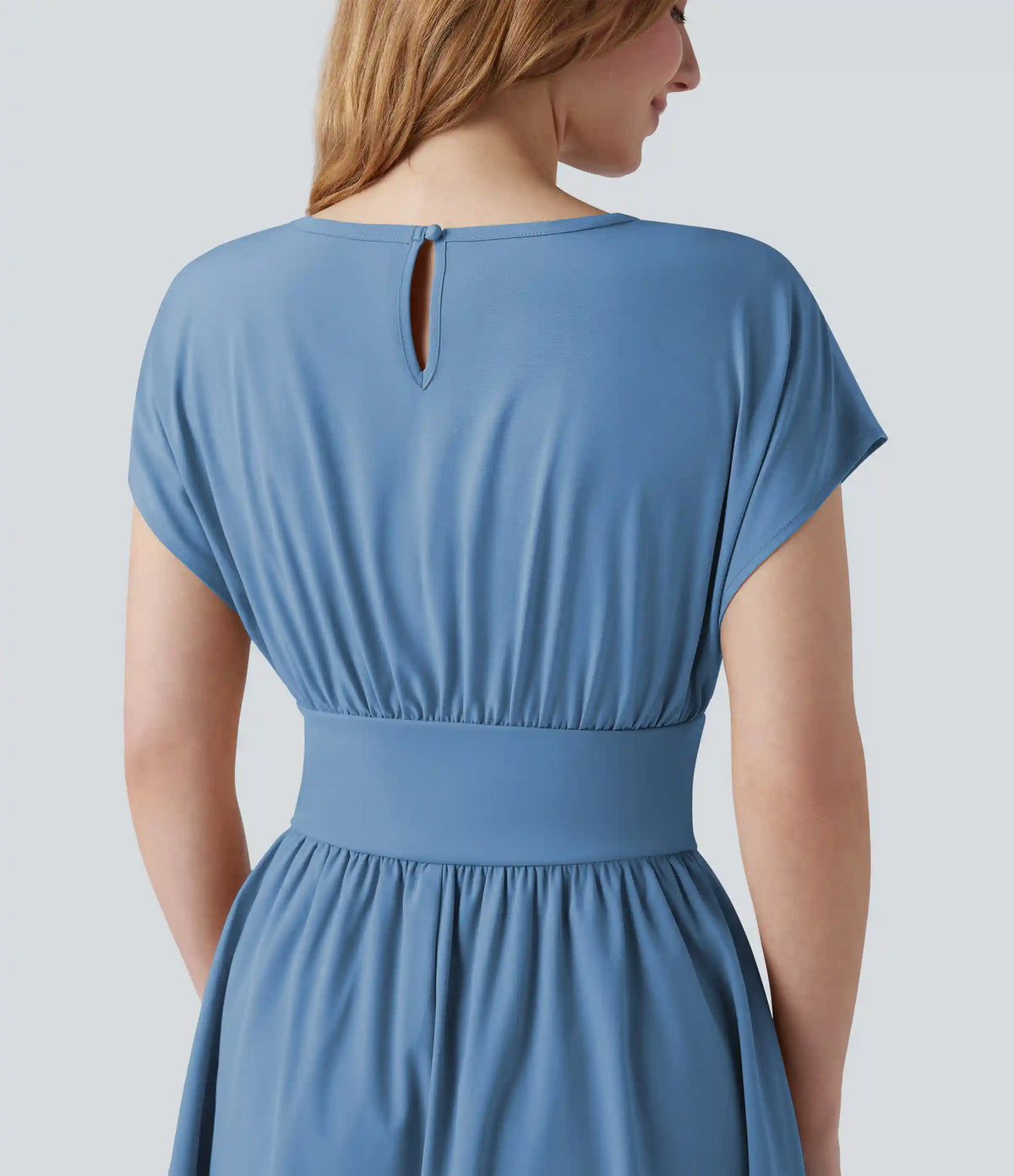 Breezeful™ Batwing Short Sleeve Flowy Quick Dry Mini Work Dress with Pockets