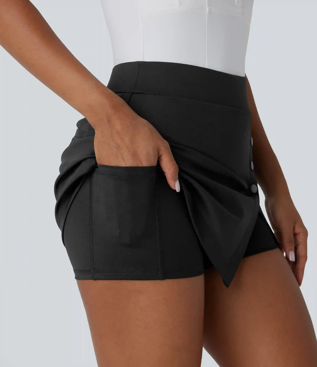 High Waisted Decorative 2-in-1 Pocket Quick Dry Mini Golf Skirt-Golf Tee Pocket-UPF40+