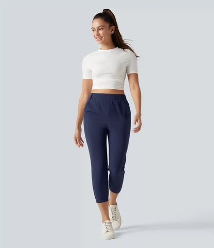 High Waisted Quick Dry Golf Cropped Joggers with Pockets