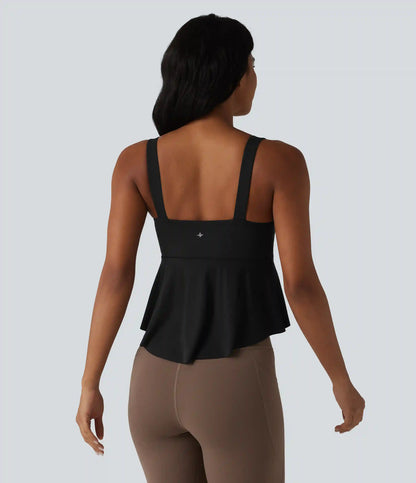 Halara UltraSculpt™ V Neck Push-Up Non-Removable Pad Ruffle Hem Yoga Tank Top