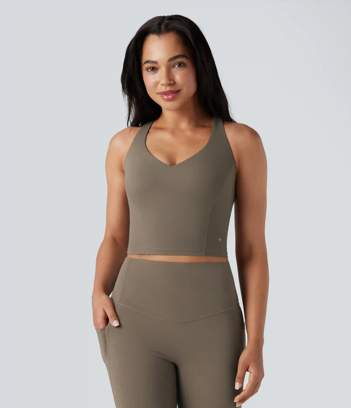 Halara UltraSculpt™ Deep V-neck Push-Up Crisscross Back 2-in-1 Yoga Tank Top