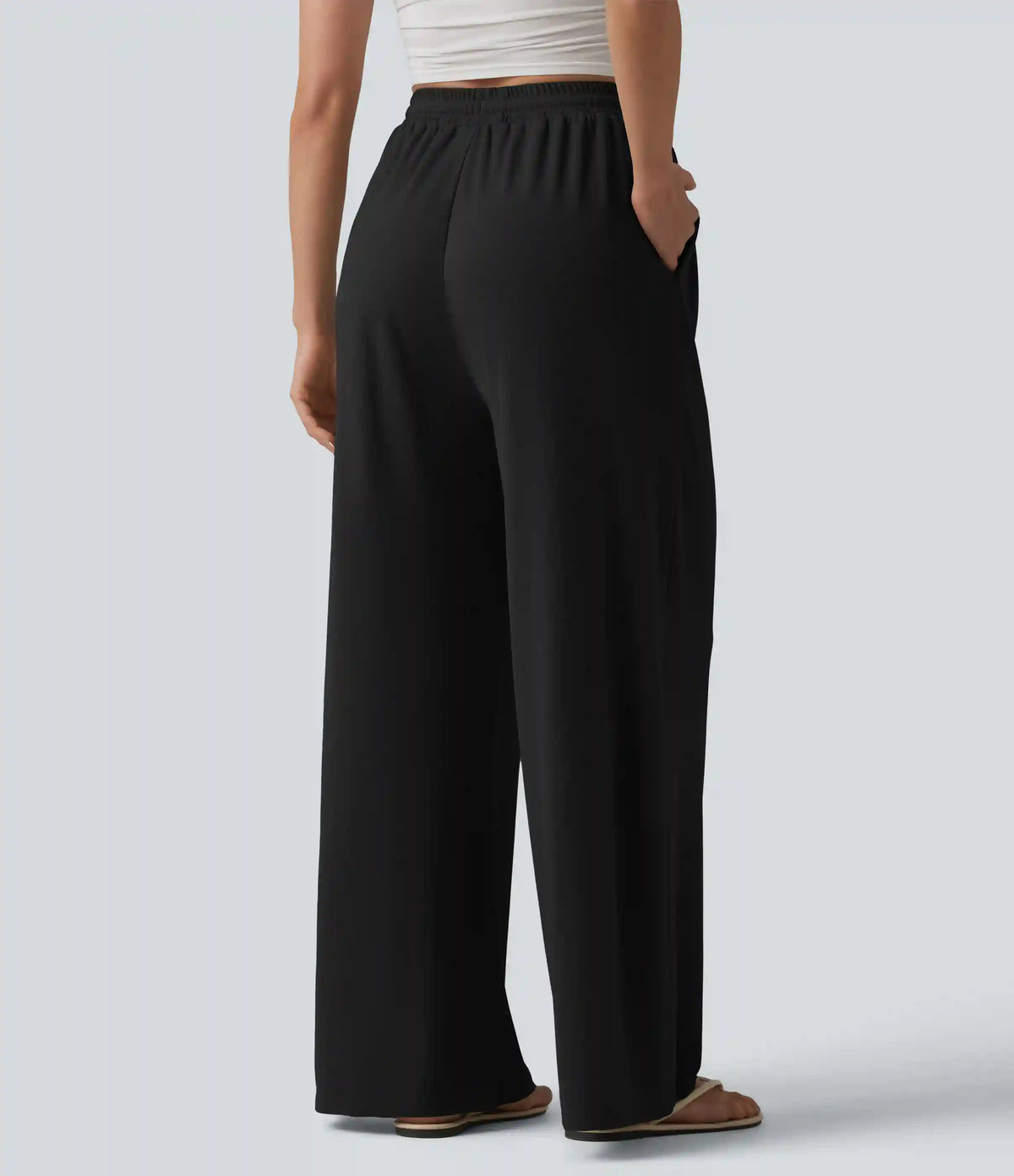High Waisted Drawstring Baggy Pants with Pockets