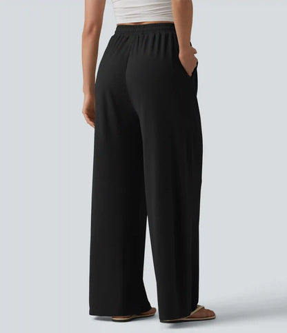 High Waisted Drawstring Baggy Pants with Pockets