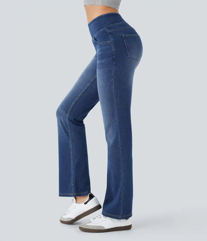 Halara Flex™ High Waisted Pockets Washed Casual Bootcut Jeans