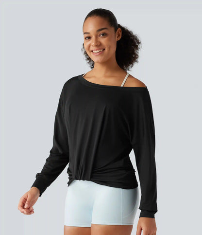 Long Sleeve Ruched Yoga Sports Top