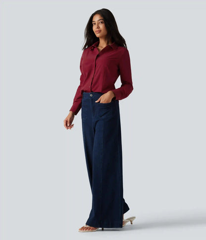 Long Sleeve Curved Hem Work Shirt