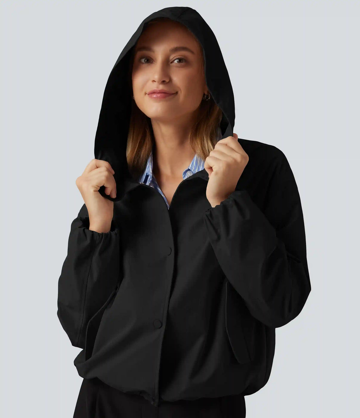 Hooded Long Sleeve Casual Jacket with Pockets