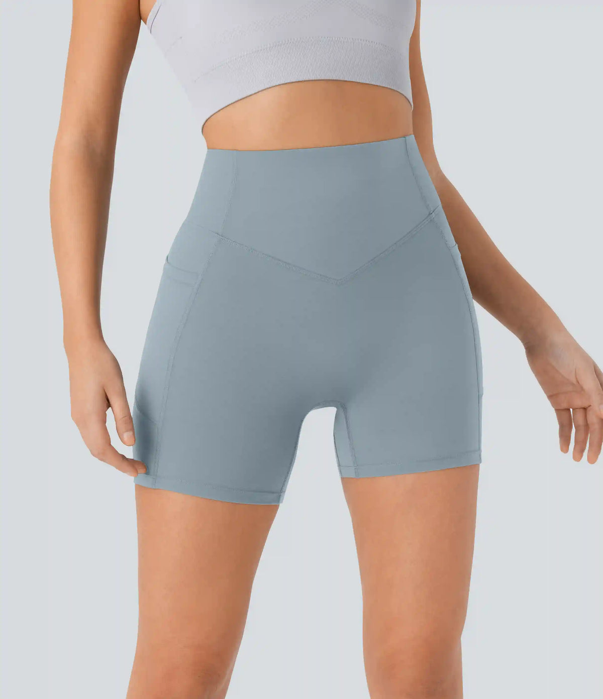Halara UltraSculpt™ High Waisted Scrunch Butt Lifting Tummy Control Pocket Shaping Workout Biker Shorts 5''