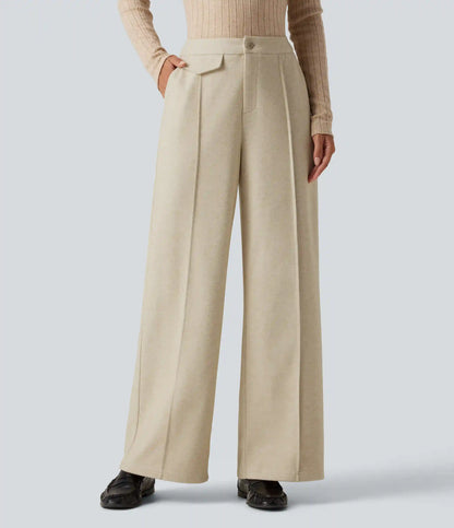 High Waisted Wide Leg Work Pants with Pockets